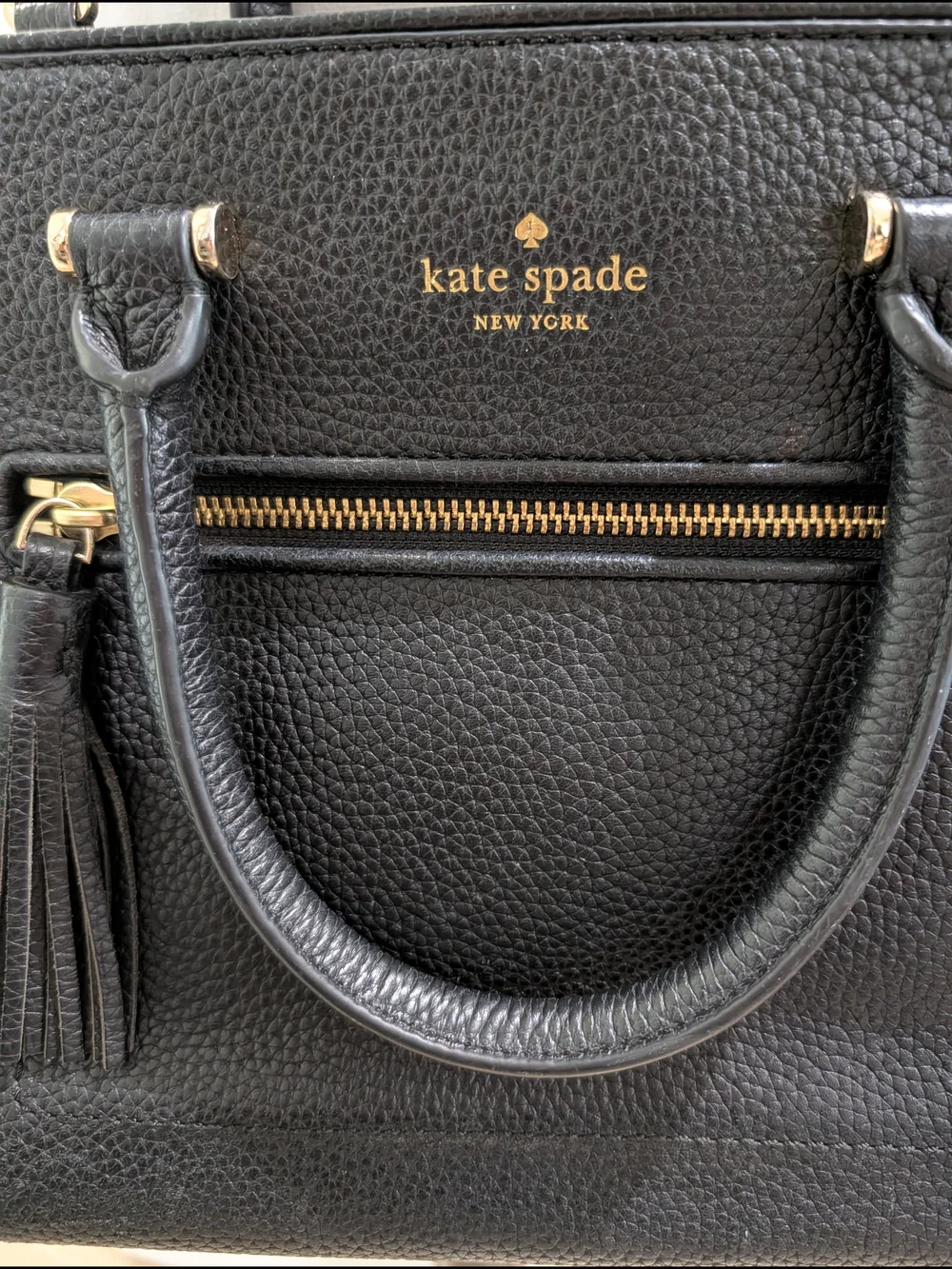 Kate Spade Black Leather Tassel Satchel